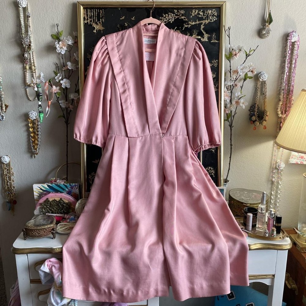 Vintage 80s Pink Mauve Princess Dress Size M/L